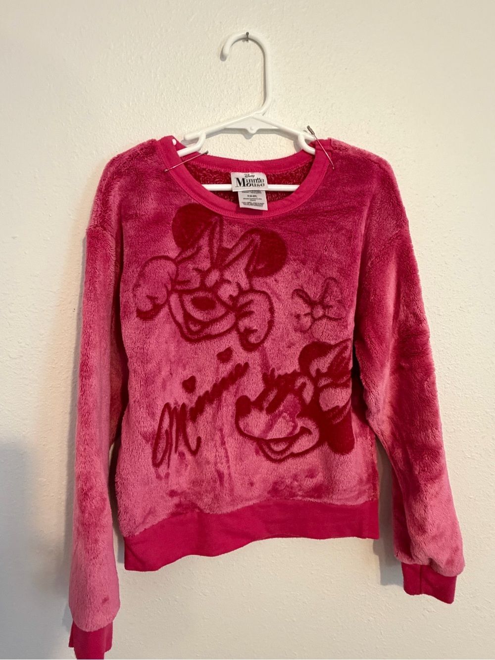 Disney Plush Minnie Mouse Crewneck Sweater - Hot Pink